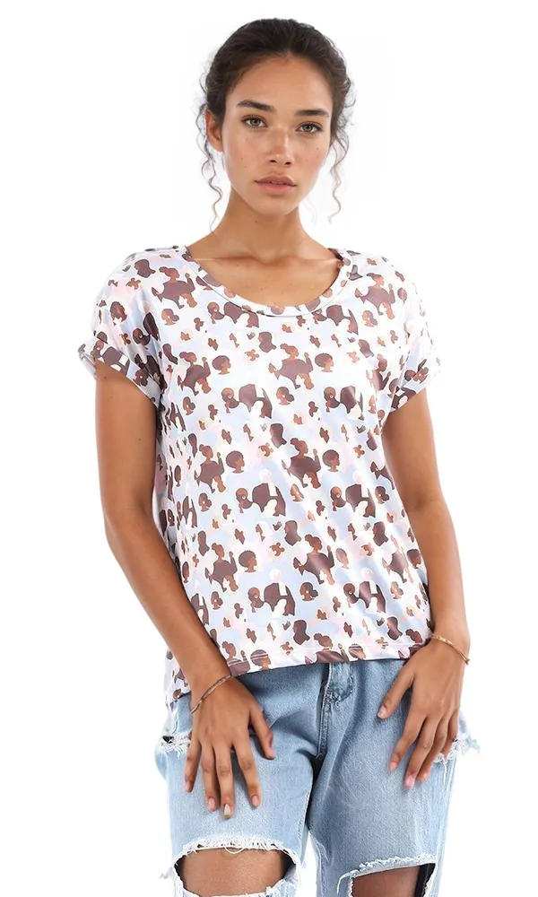 94900 Women Patterned Short Sleeves Multicolour Tee