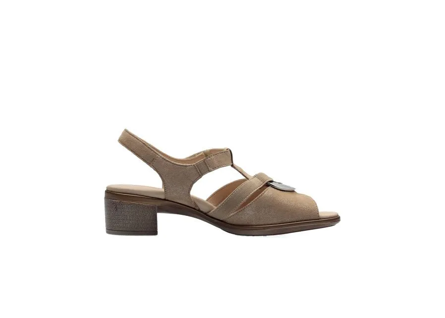 Ara Beige Sandals with Silver Details and Adjustable Velcro Strap