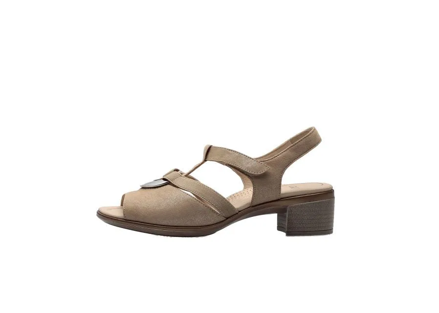 Ara Beige Sandals with Silver Details and Adjustable Velcro Strap