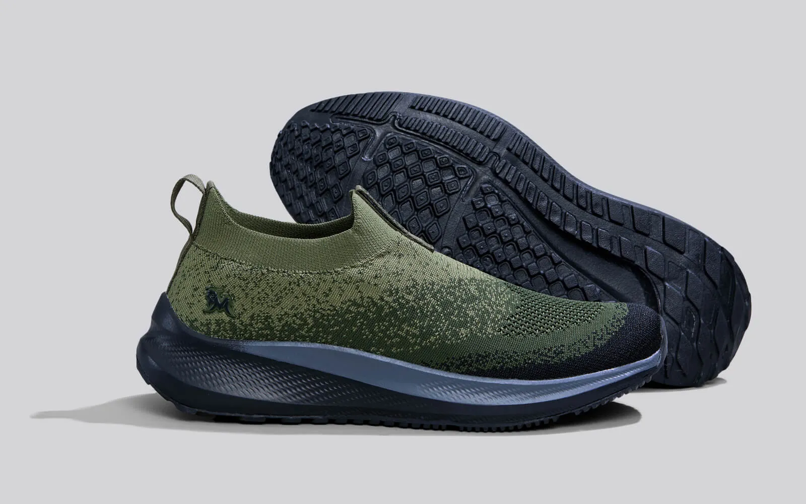 Blend Knit Slip Ons : Olive-Black