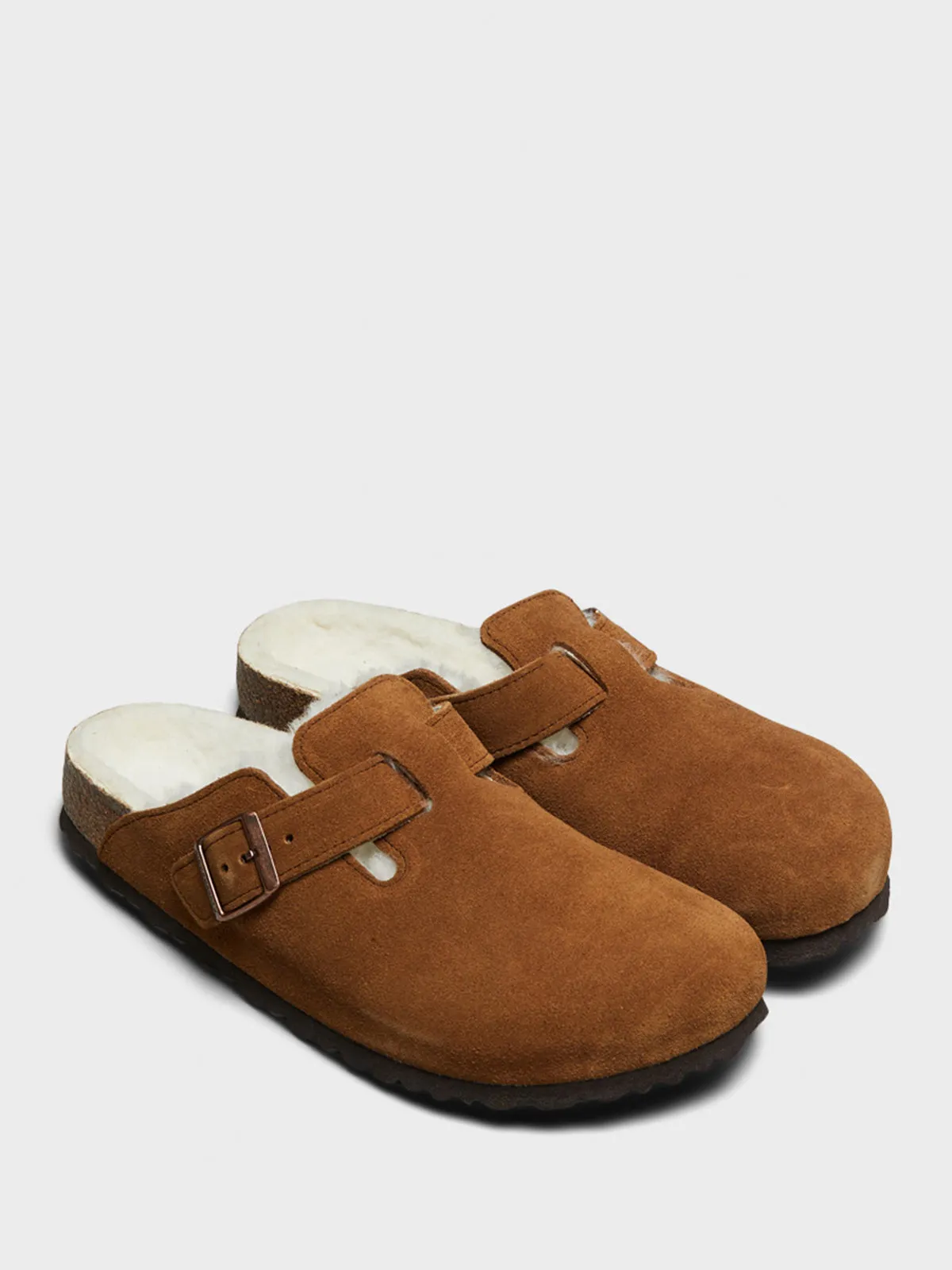 Boston VL/ Shearling Suede Sandals in Mink (Narrow)