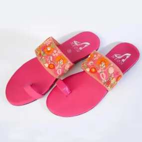 Broad Lace Slippers Pink