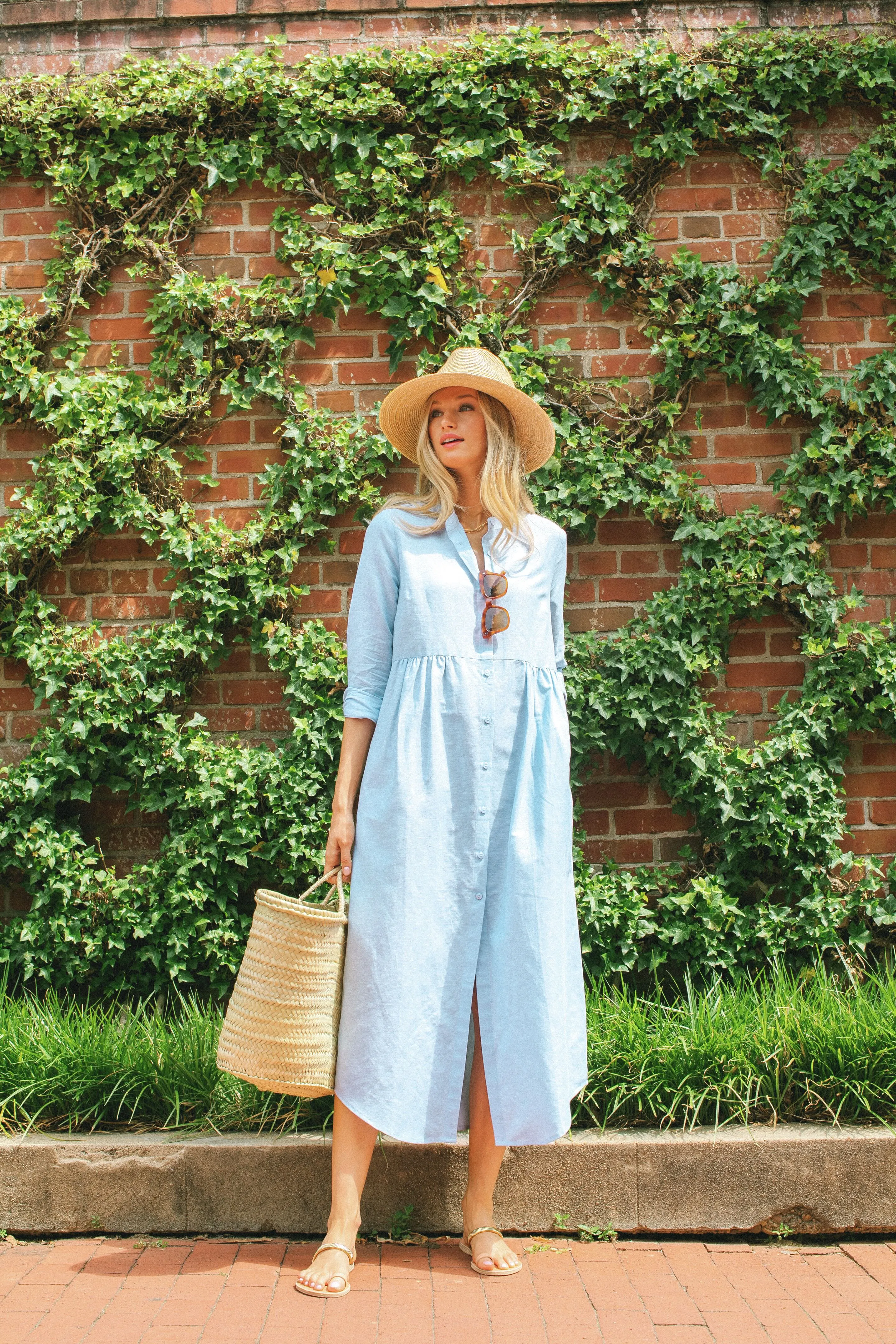 Chambray Linen Lydell Maxi Dress