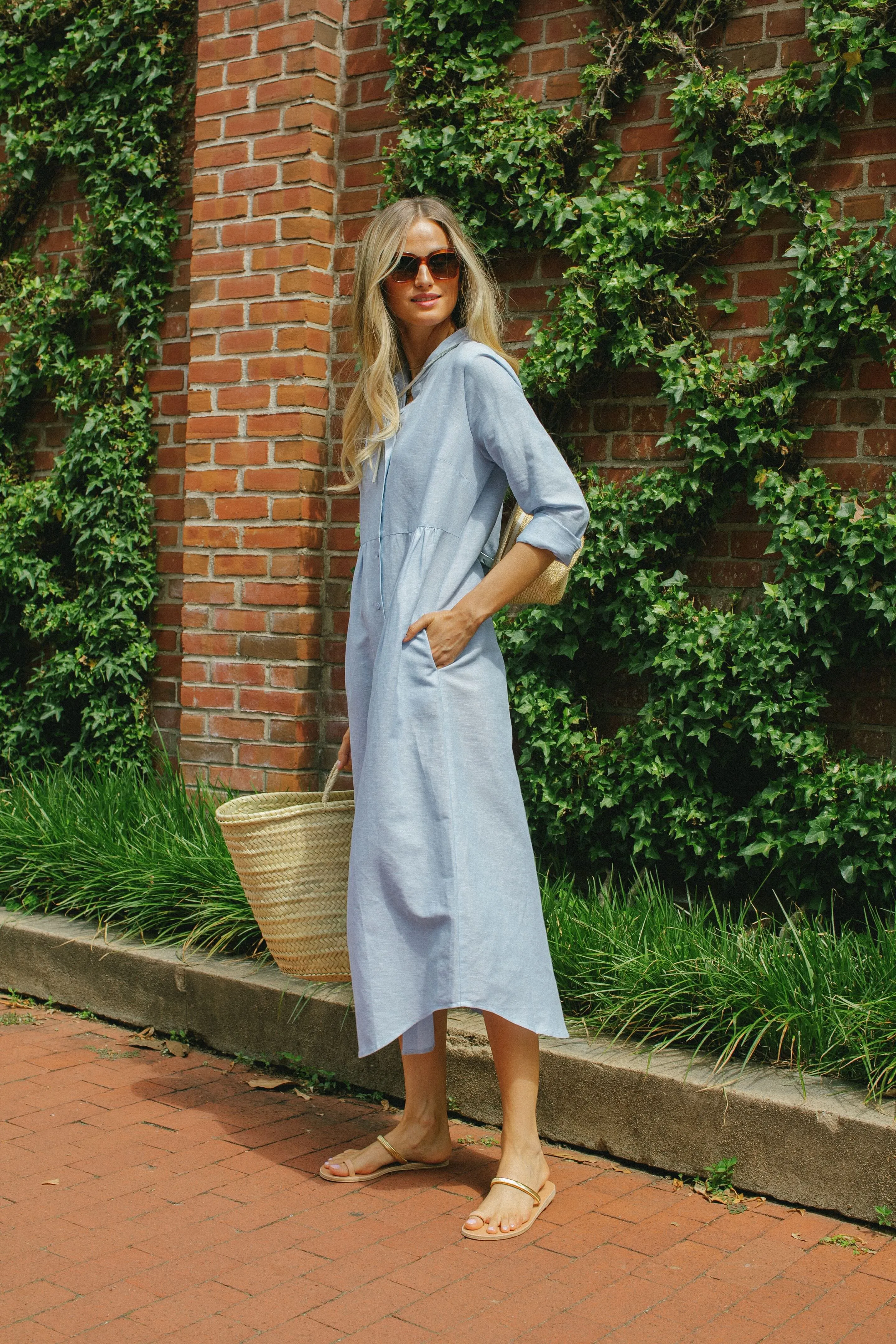 Chambray Linen Lydell Maxi Dress