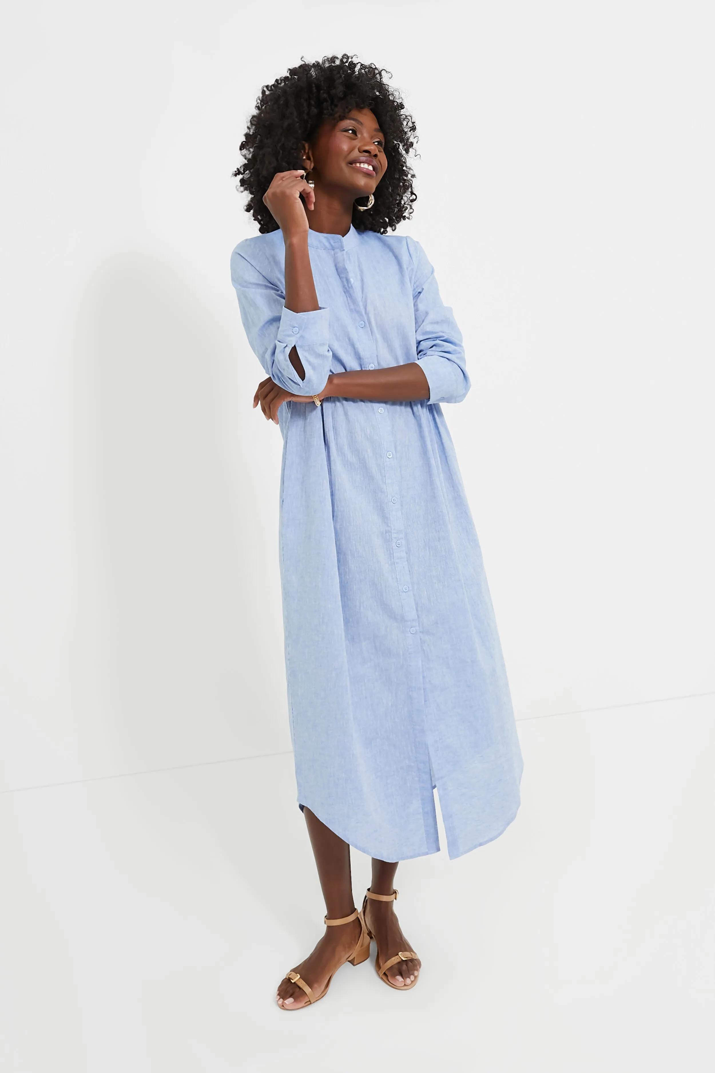 Chambray Linen Lydell Maxi Dress