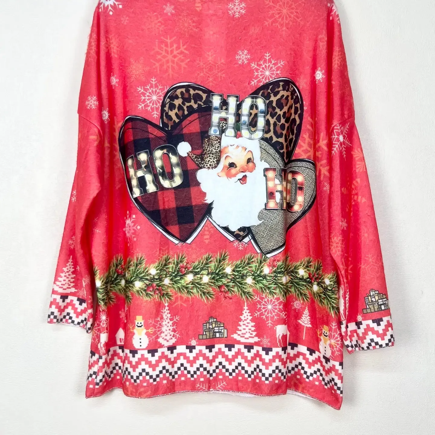 Christmas Patterned V-Neck Sweater, Long Sleeve