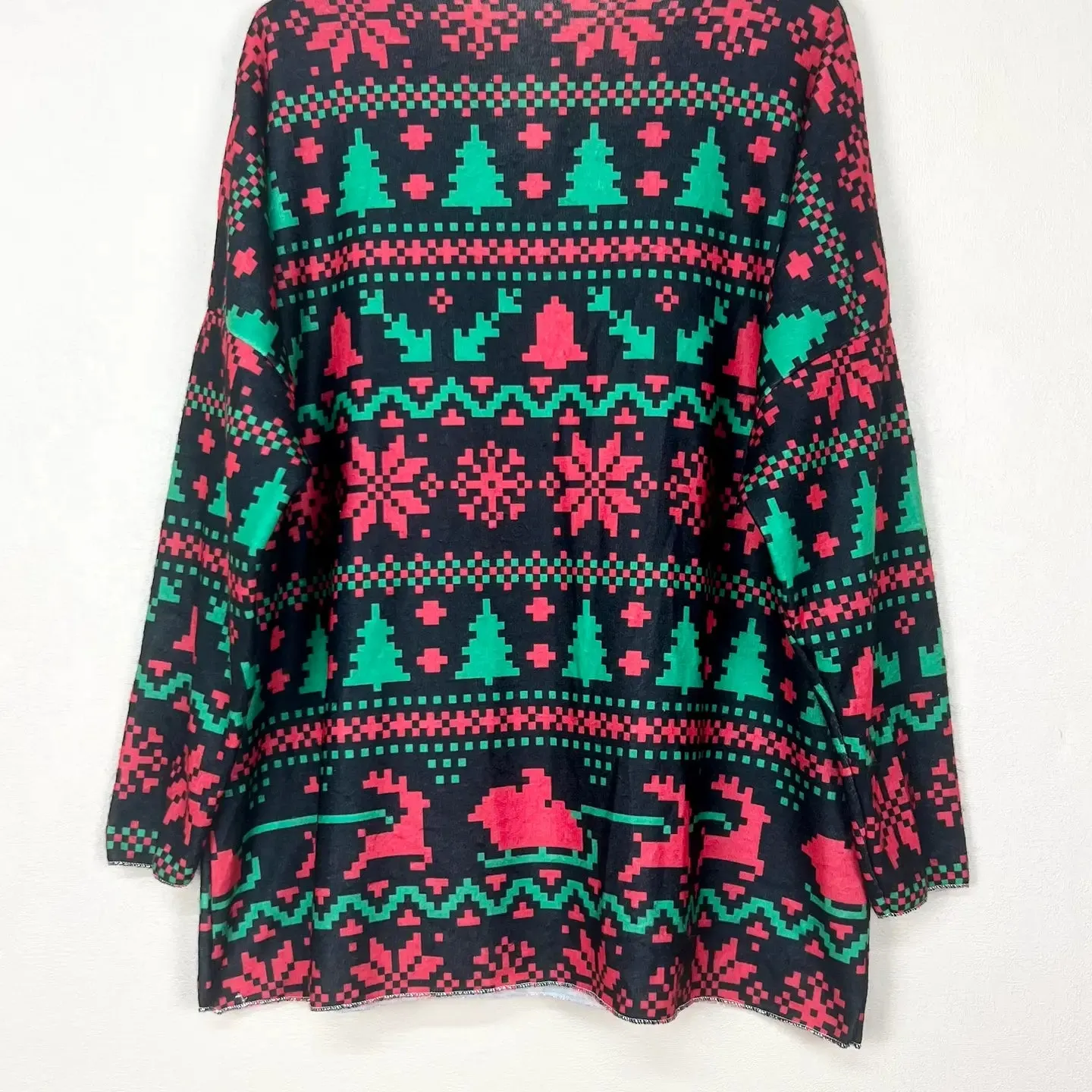 Christmas Patterned V-Neck Sweater, Long Sleeve