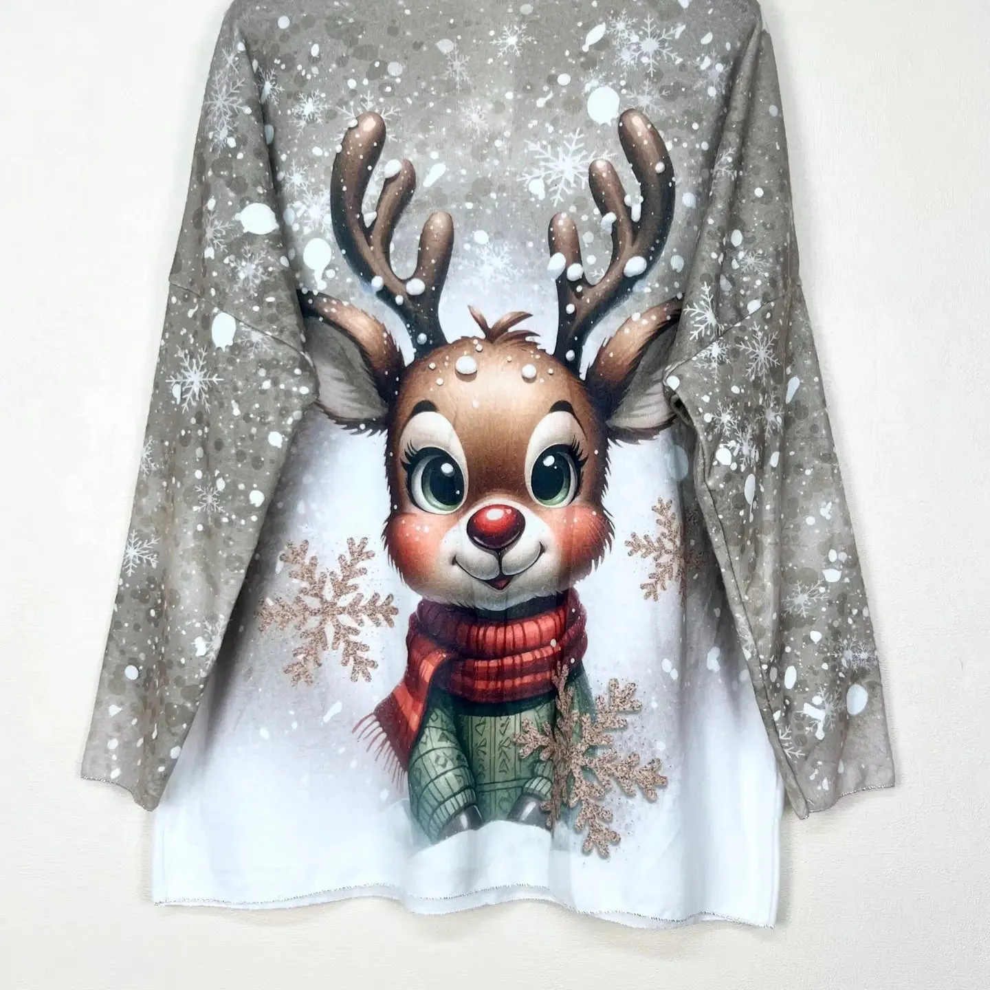 Christmas Patterned V-Neck Sweater, Long Sleeve