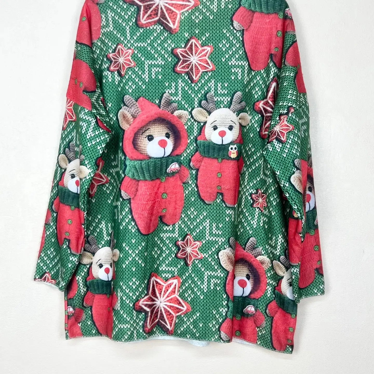 Christmas Patterned V-Neck Sweater, Long Sleeve