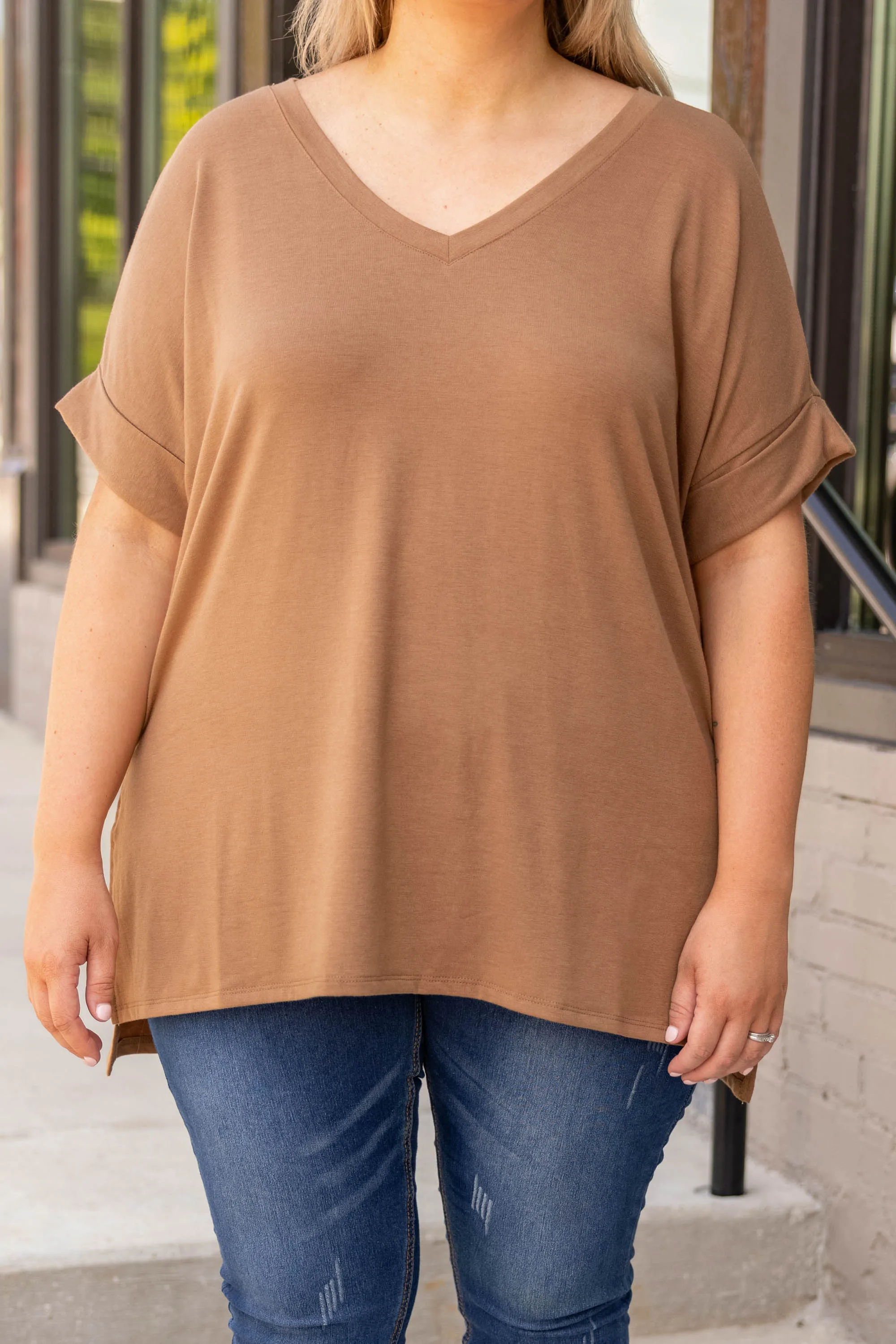 Comfy Travels Top, Deep Camel