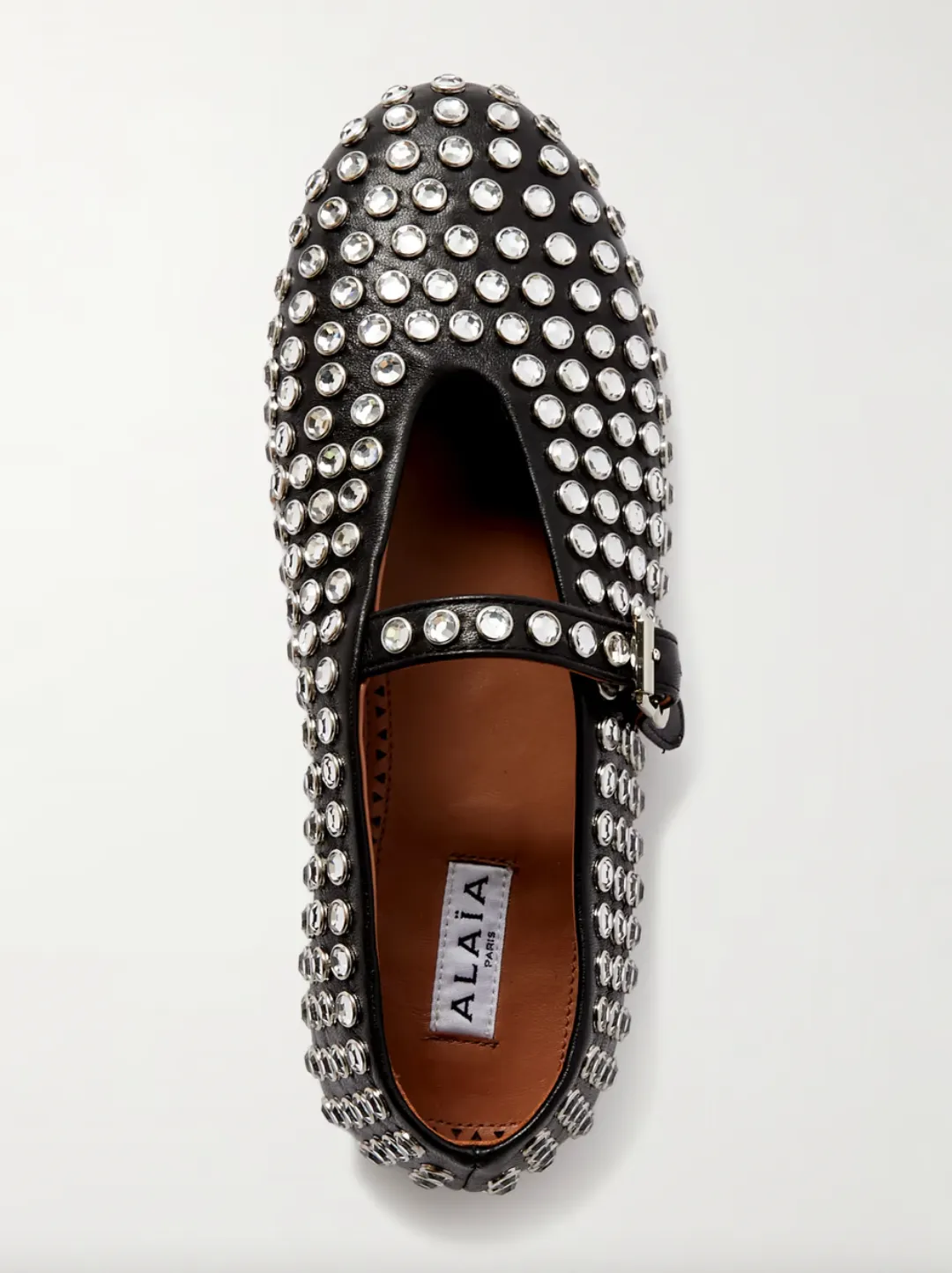 Crystal-embellished leather ballet flats