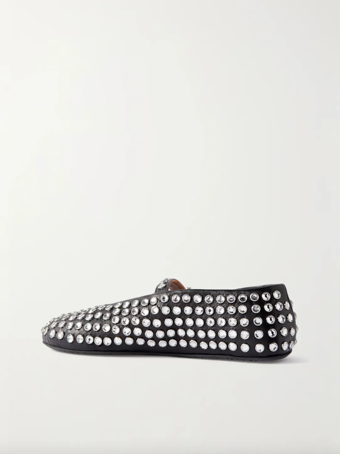 Crystal-embellished leather ballet flats