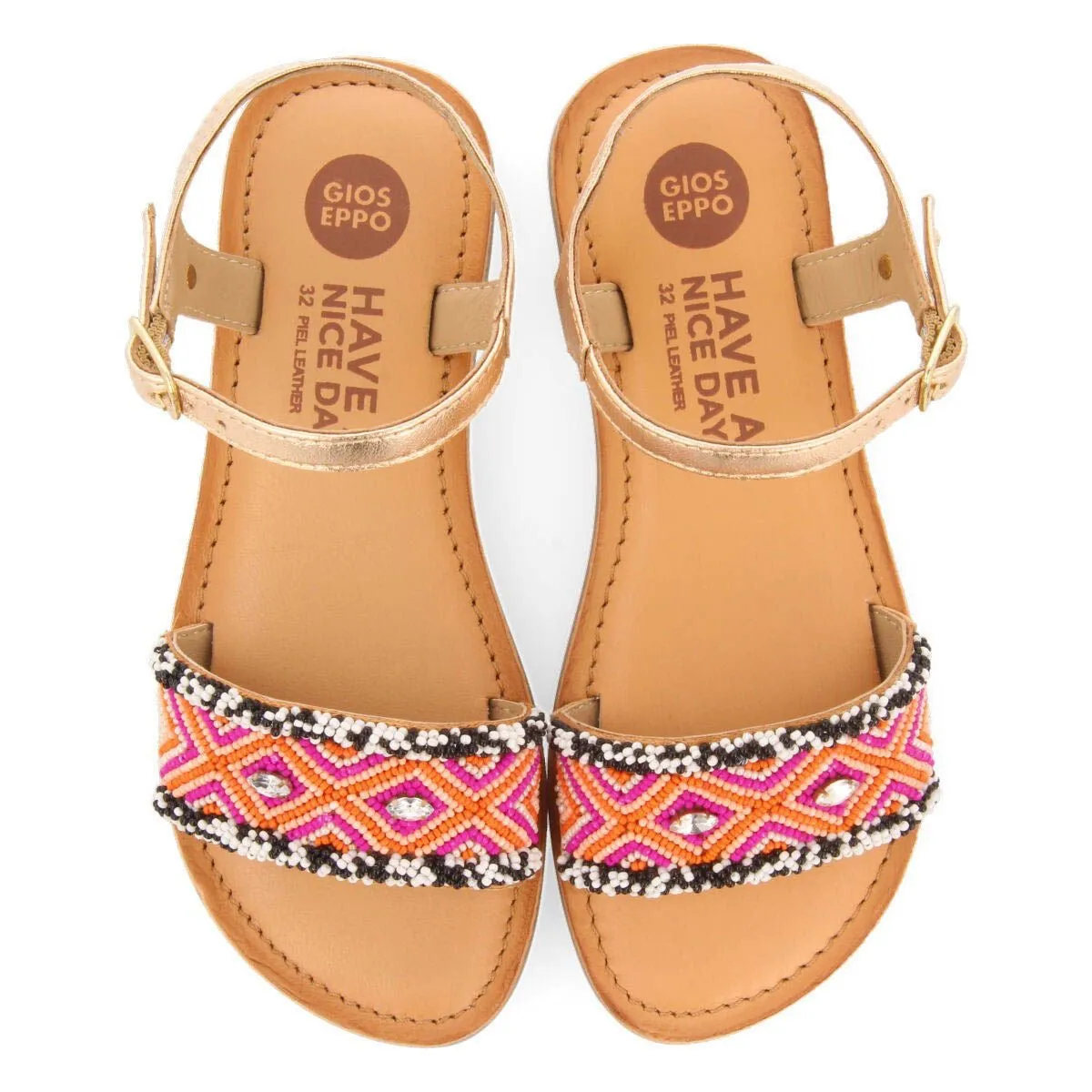 Girls leather sandals multicolored details- Gioseppo