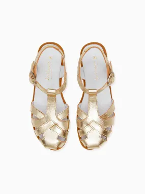 Gold Sofia Leather Girl Sandals