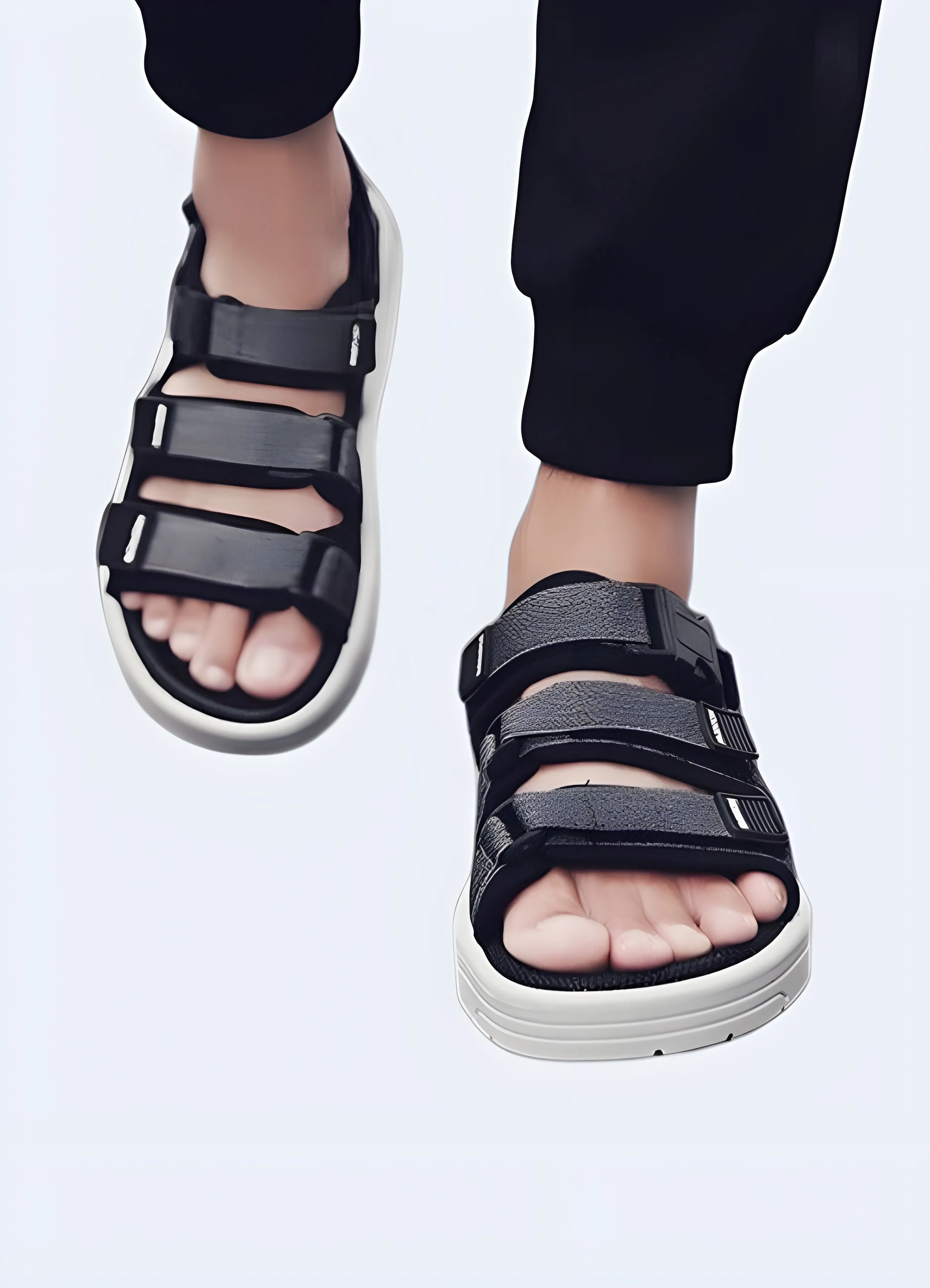 Grey Techwear Sandals Platform