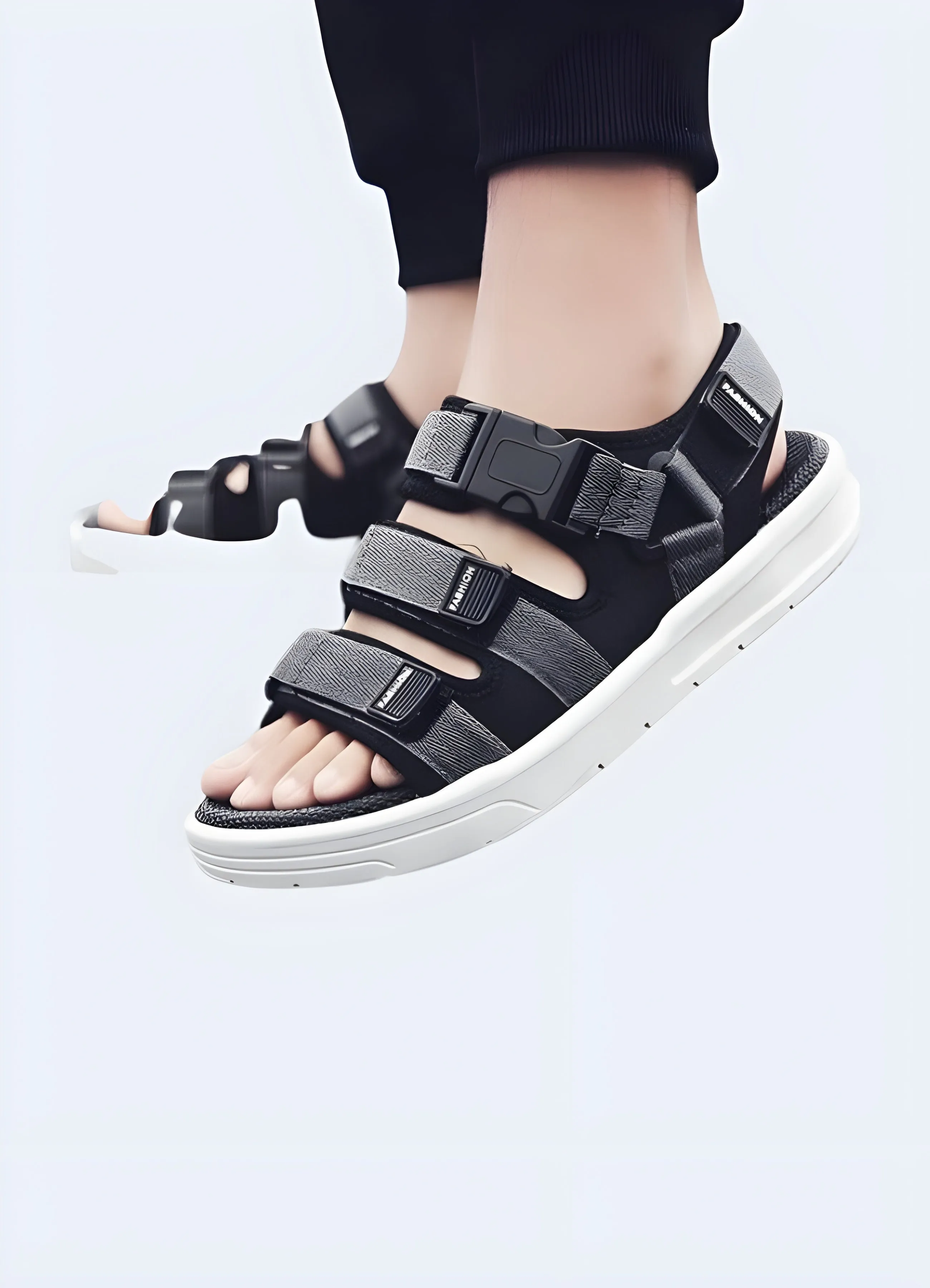 Grey Techwear Sandals Platform