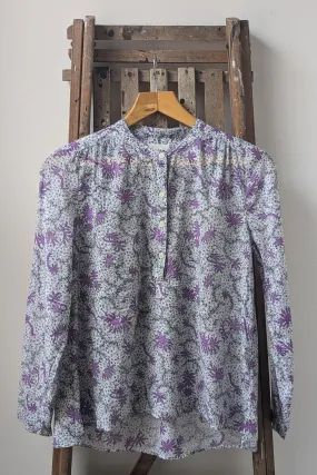 Maria Ecru & Lilac Patterned Blouse