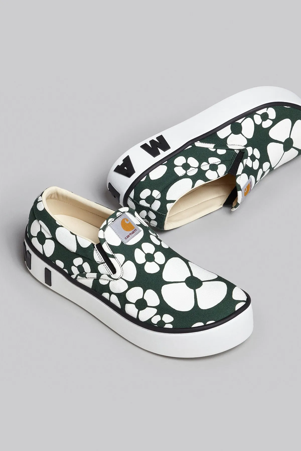 MARNI X CARHARTT | GREEN FLOWER PAW SLIP ONS