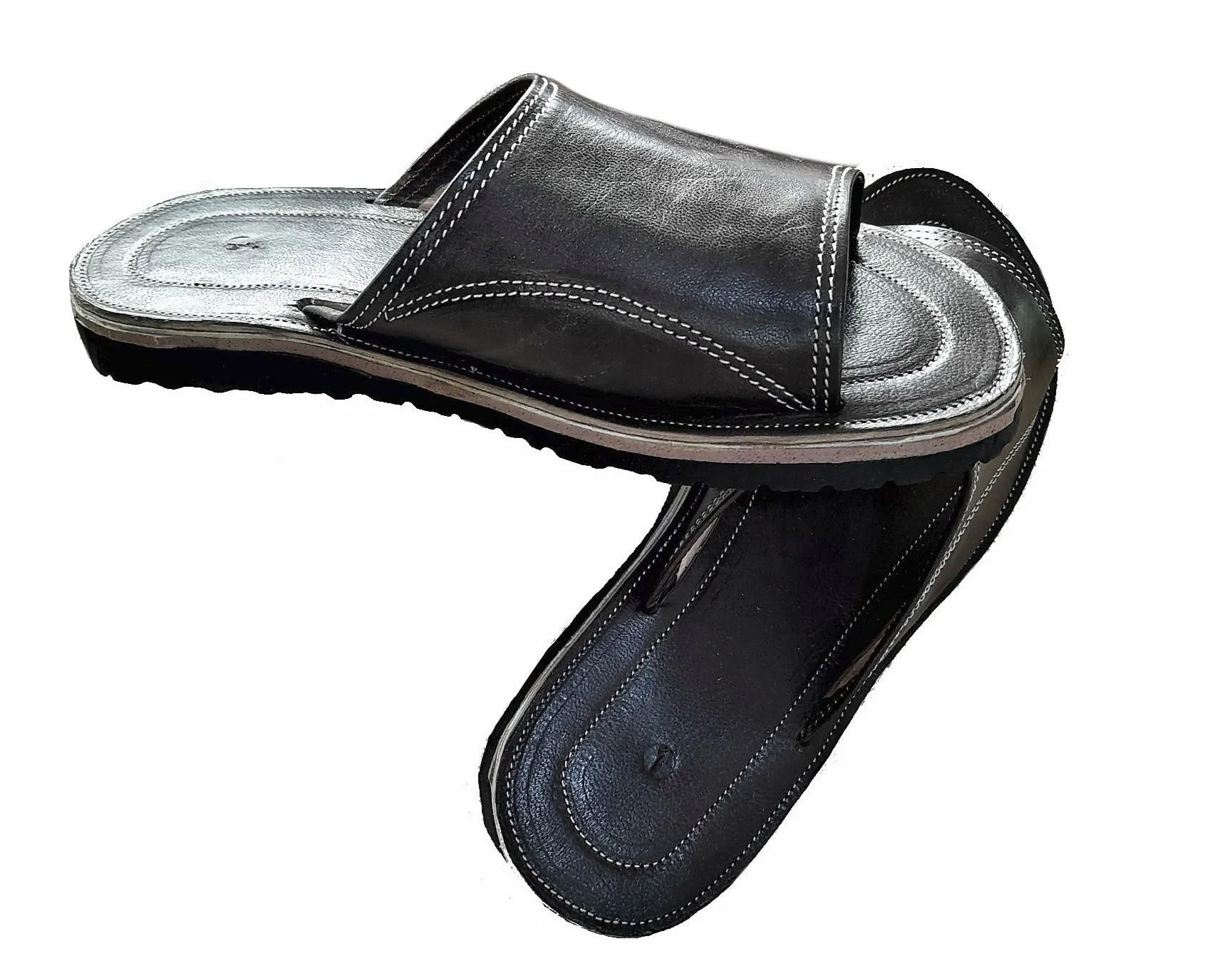 Mens Leather Sandal - Black - Samir