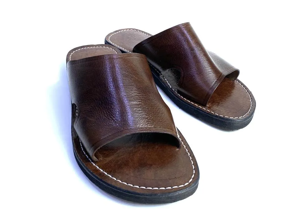 Mens Leather Sandal - Brown - Safar