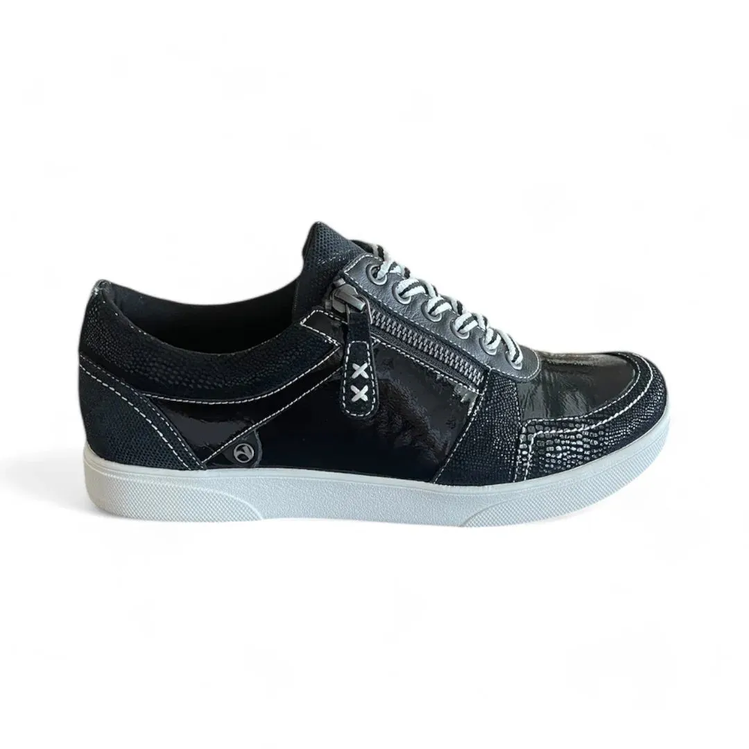 Revere Longbeach Women's Laces And Side Zip Sneaker In Black Multi