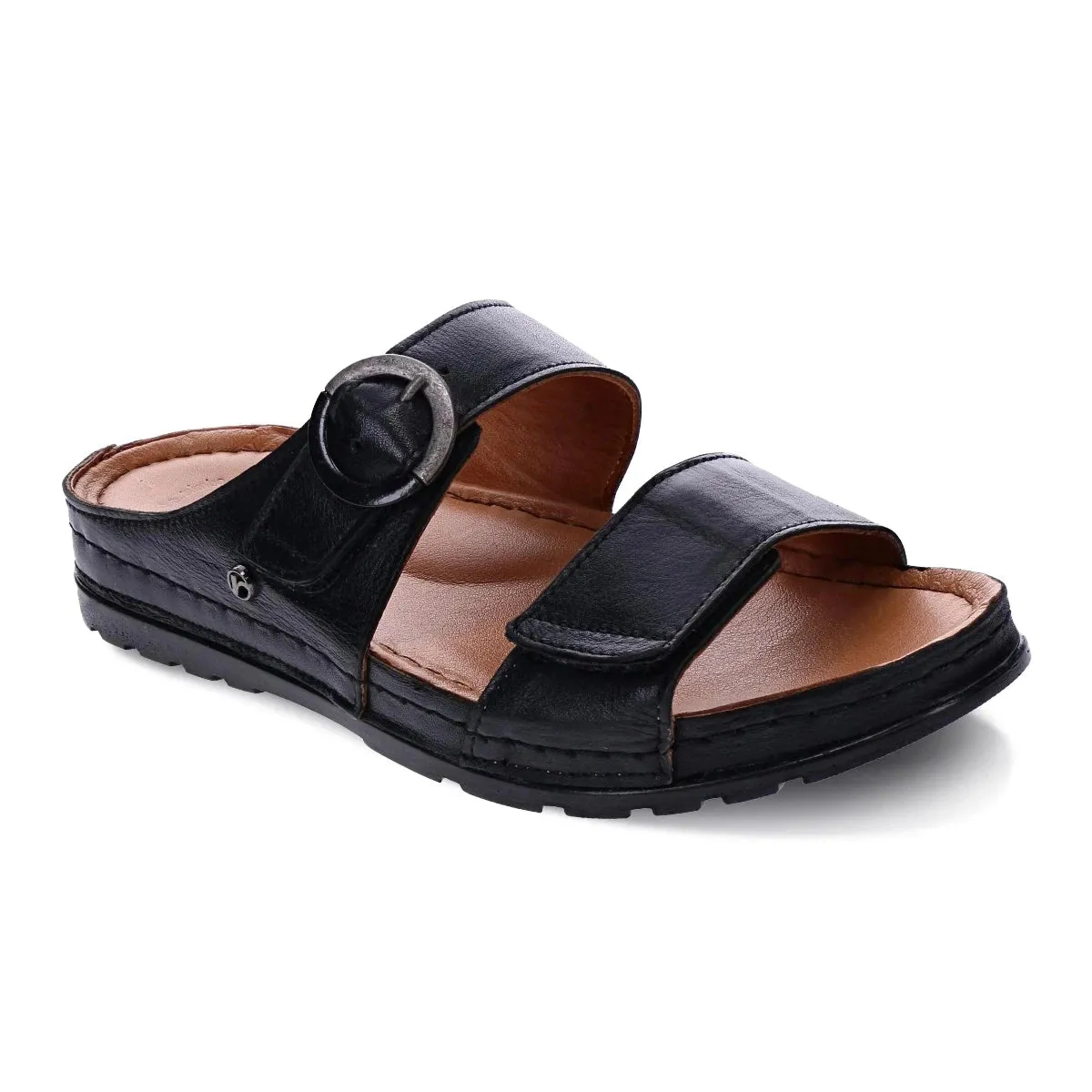 Revere Palma Women's Strap Slide Sandals In Black