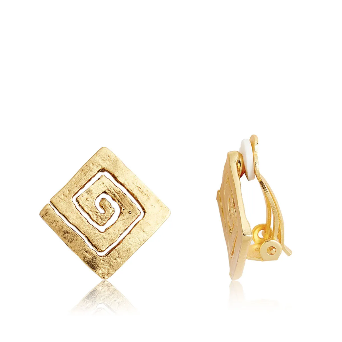 Square Spiral Clip Earrings