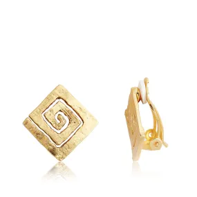 Square Spiral Clip Earrings