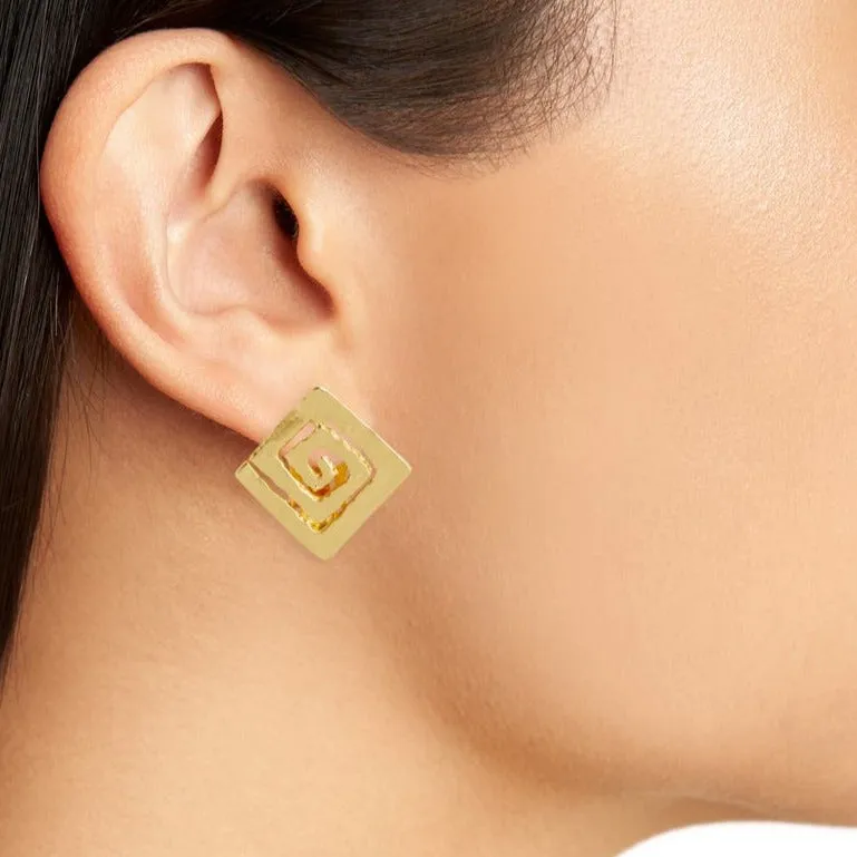 Square Spiral Clip Earrings