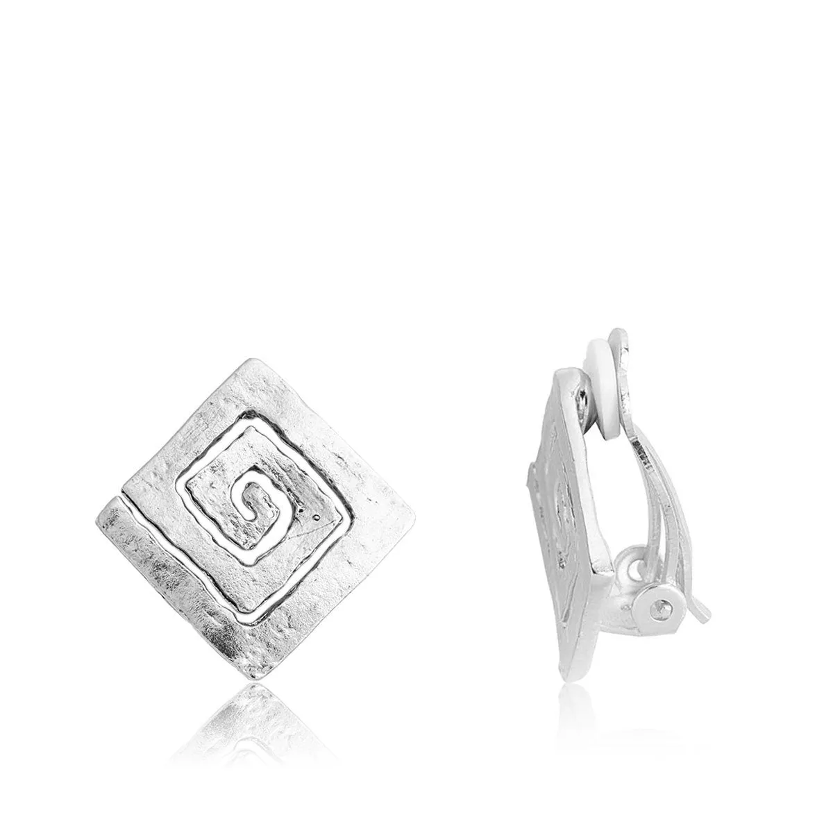 Square Spiral Clip Earrings