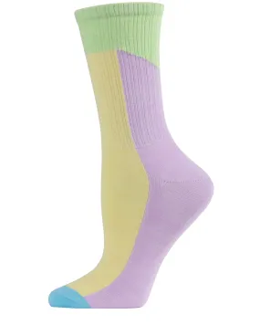 Women's Multicolor Pastel Patch Retro Vibe Crew Sock